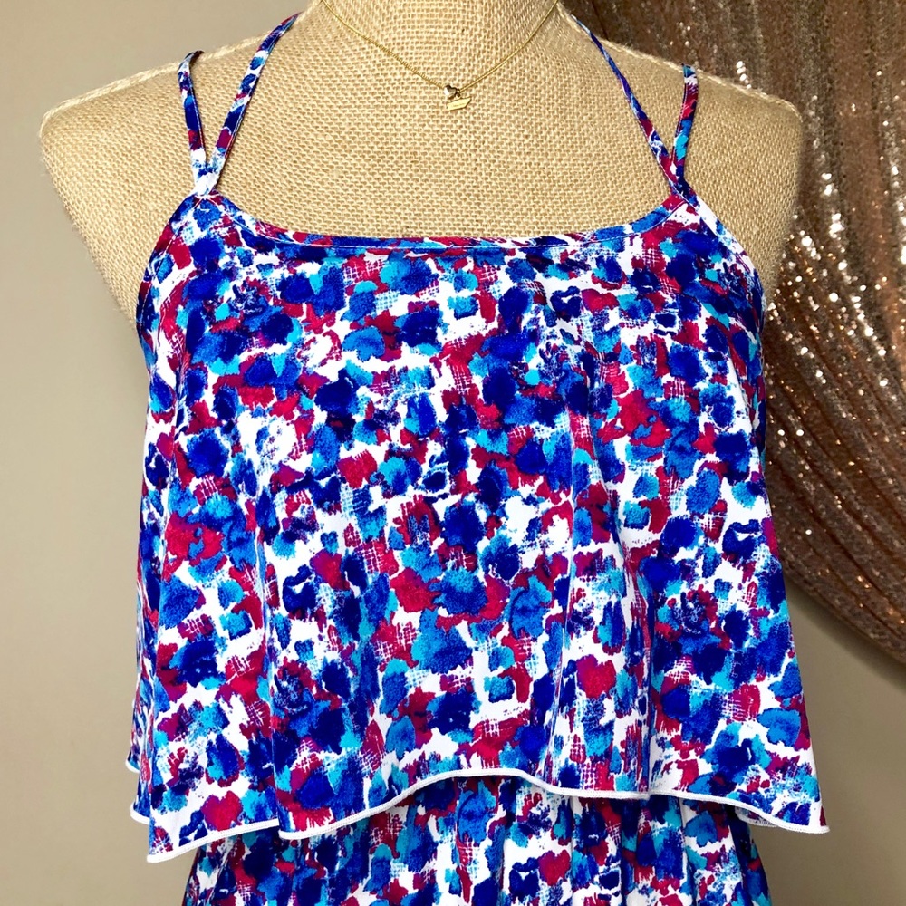 JESSICA SIMPSON Blue Watercolor Cutout Dress - Picture 8 of 10